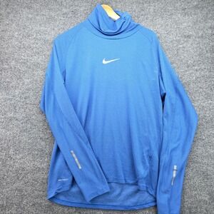 Nike Aeroreact Men Blue Long Sleeve Golf Running Pullover Turtle Neck Large